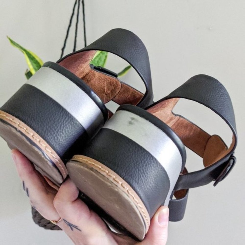 Naturalizer Billie Black Leather Platform Sandal, 11 - Picture 5 of 13